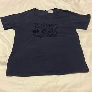 White Stag Navy Floral T-Shirt Ladies Small